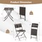 3 Pieces Patio Bistro Set with Folding Wicker Chairs and Table